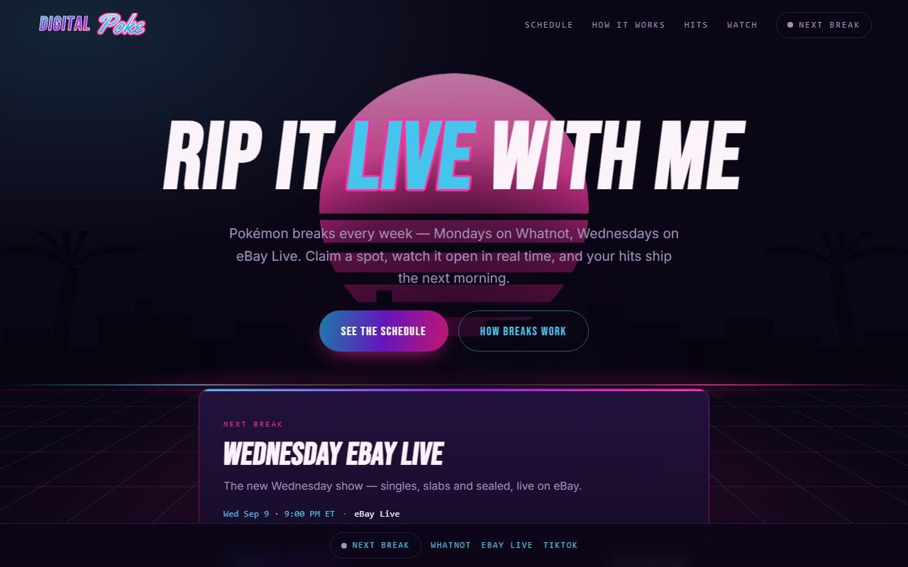 Digital Poke website, desktop