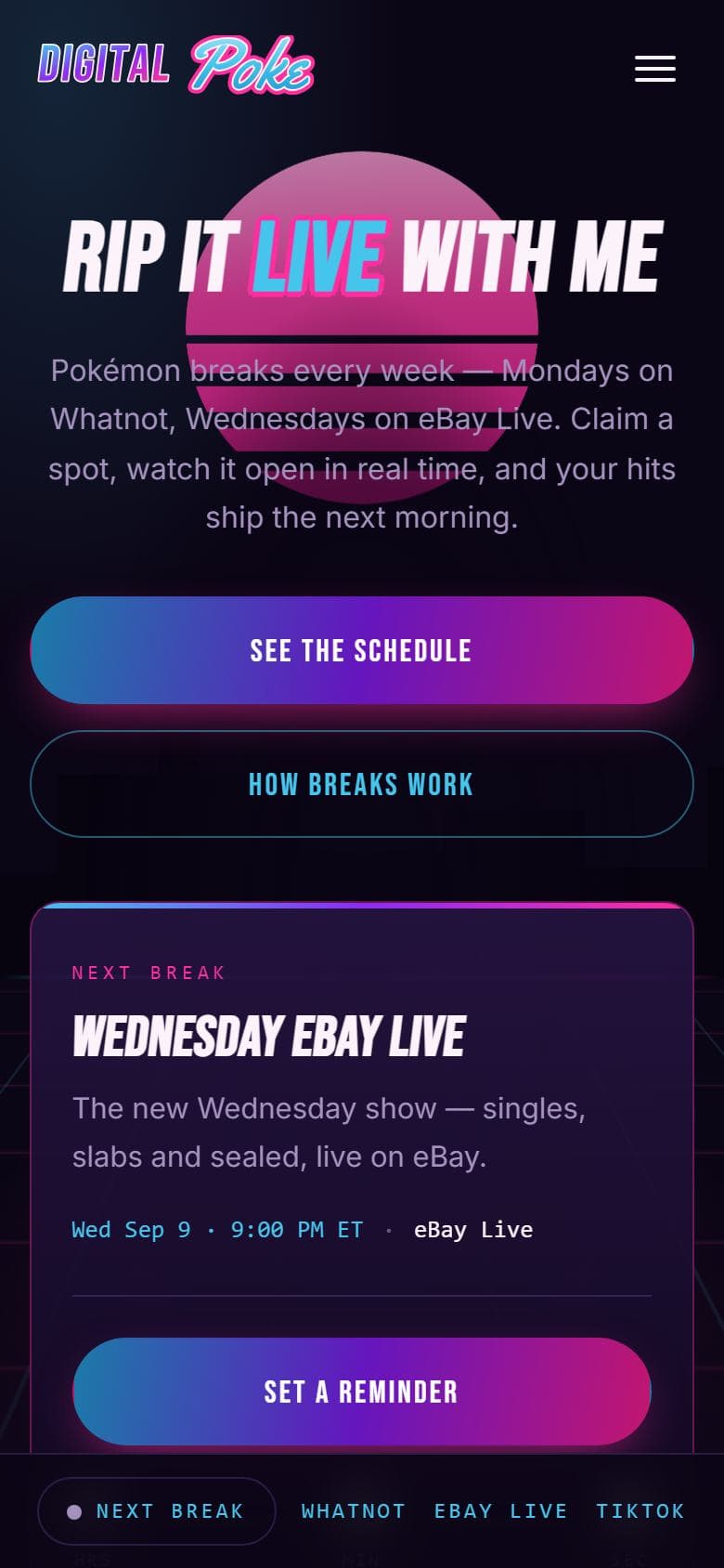 Digital Poke website, mobile