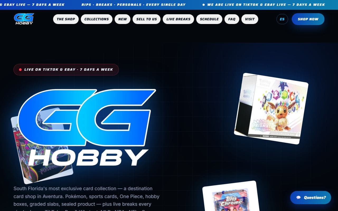 GG Hobby website, desktop